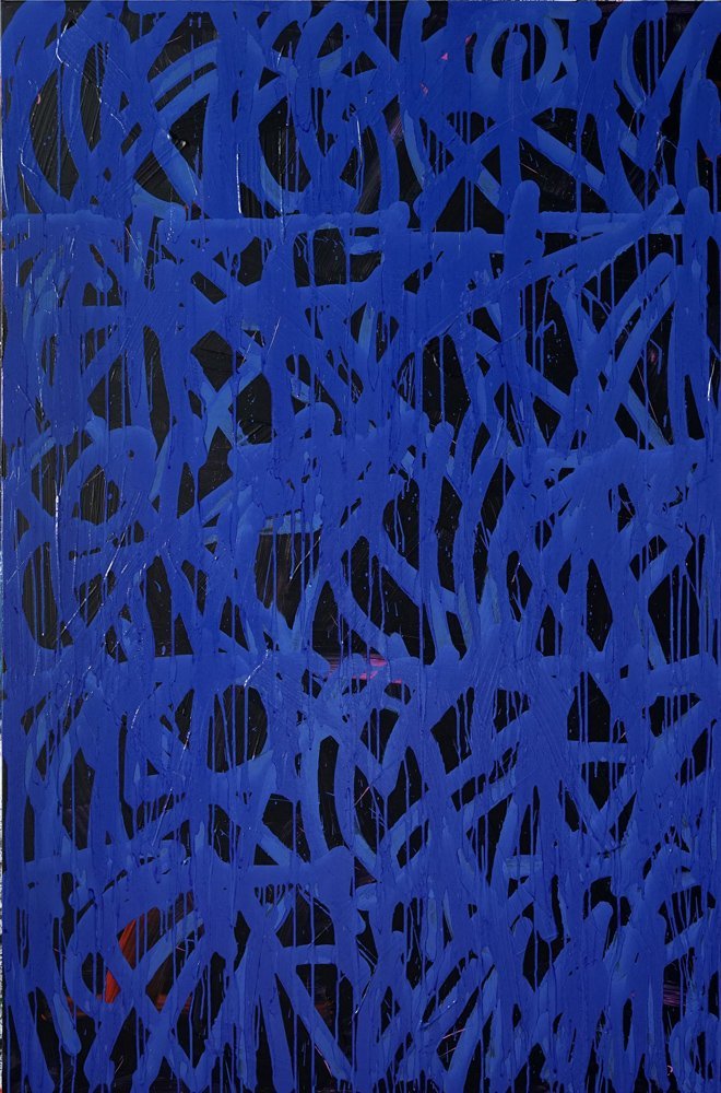 Slovíčka, Vocab, airbrush a akryl na plátně, airbrush and acrylic on canvas, 150 x 100 cm, 2018