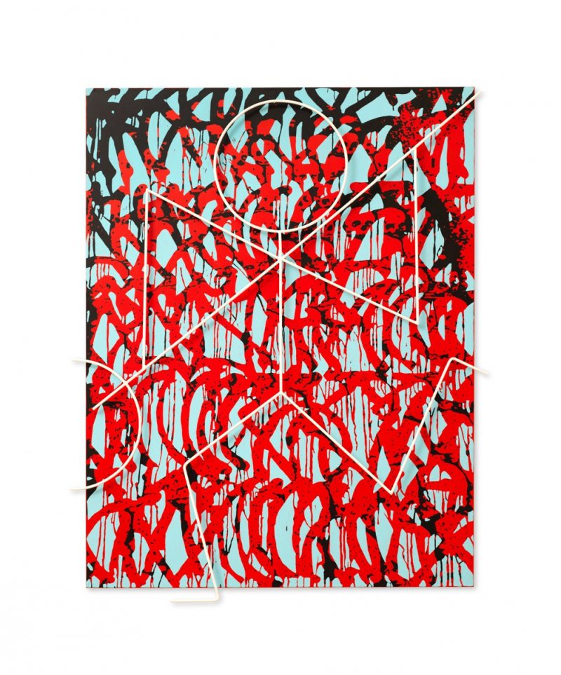 Kostnice, Ossuary, akryl na plátně, drát, acrylic on canvas, wire, 155 x 120 cm, 2018
