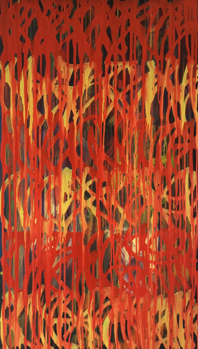 Untitled 1, emailová barva a akryl na plátně, 60 x 105 cm, 2016