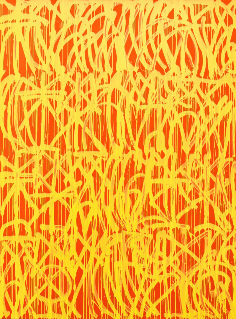Nepřítel, emailová barva a akryl na plátně, 240 x 180 cm, 2017
