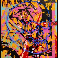 Prášky, Pills, akryl na plátně, neon, acrylic on canvas, neon, 160 x 120 sm, 2018