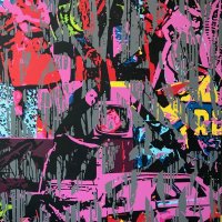 Bouračka online 1, akryl na plátně, neonové trubice, 160 x 120 cm, 2019