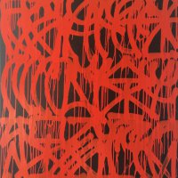 Eraser, emailová barva a akryl na plátně, 165 x 100 cm, 2016
